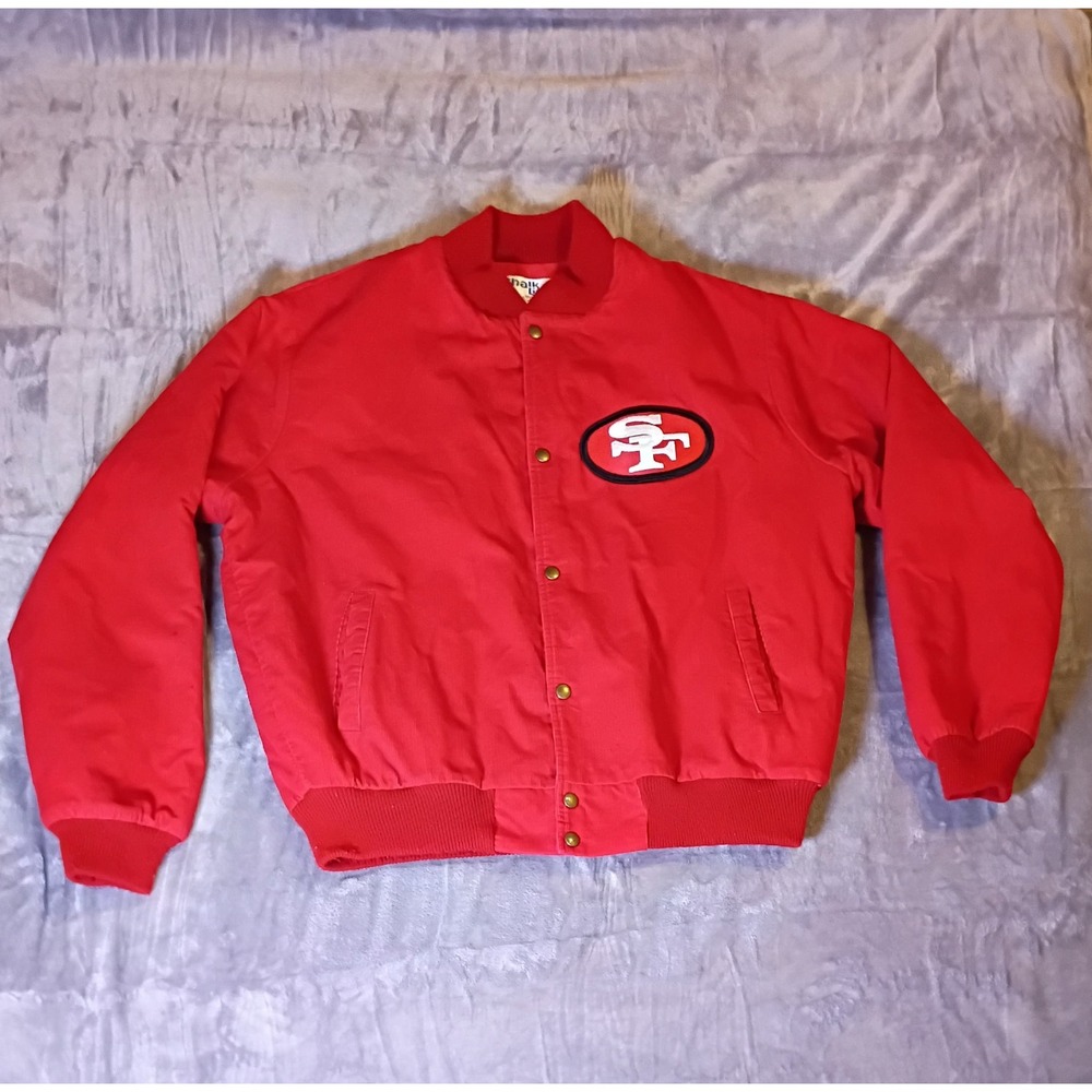 Vintage Chalk Line San Francisco 49ers Corduroy Jacket Red XL NFL Bomber 80s 90s